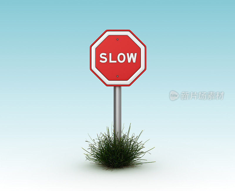 缓慢的道路标志- 3D渲染